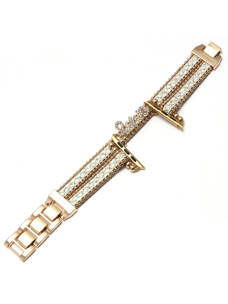 Diamond LOVE Double Circle Stainless Steel Apple Watch Band - Tatanband