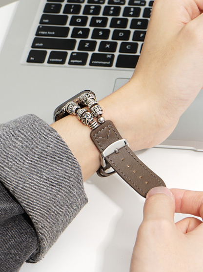 Ethnic beaded leather strap