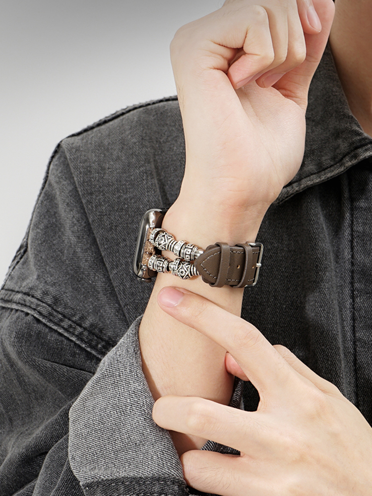 Ethnic beaded leather strap