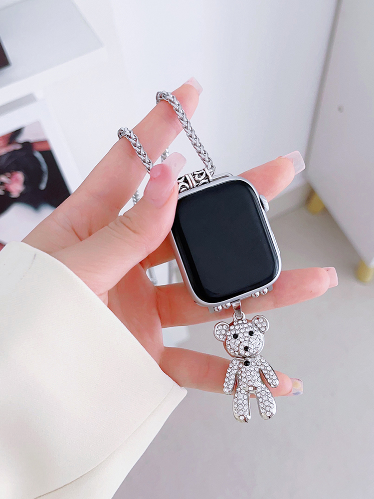 Zircon Bear Pendant Titanium Steel Necklace