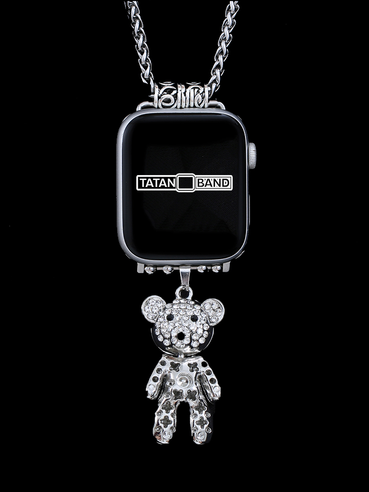 Zircon Bear Pendant Titanium Steel Necklace
