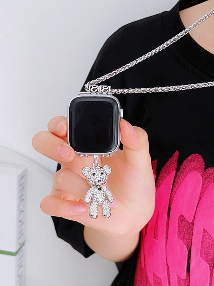 Zircon Bear Pendant Titanium Steel Necklace