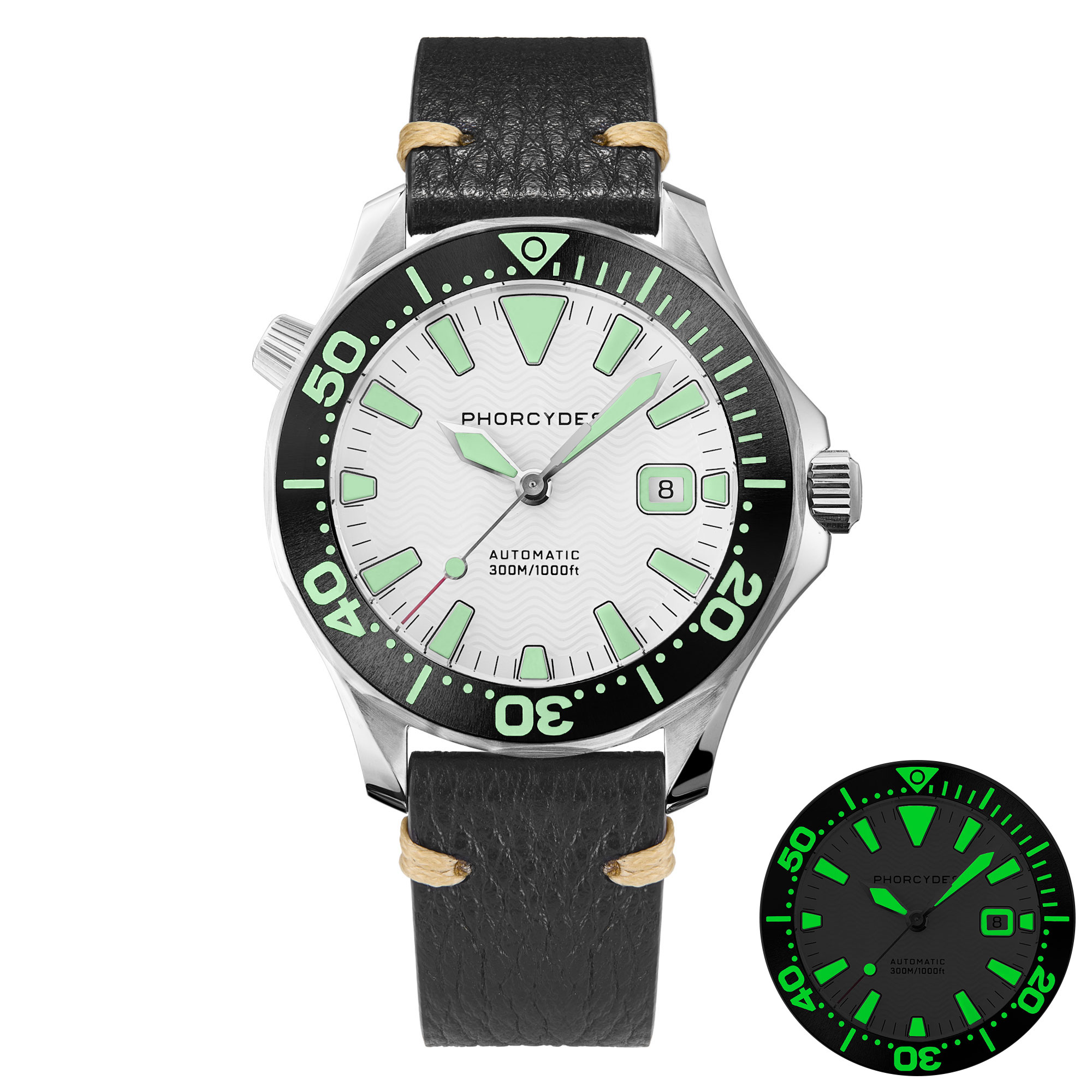 PH-6  with  leather strap (white dial)