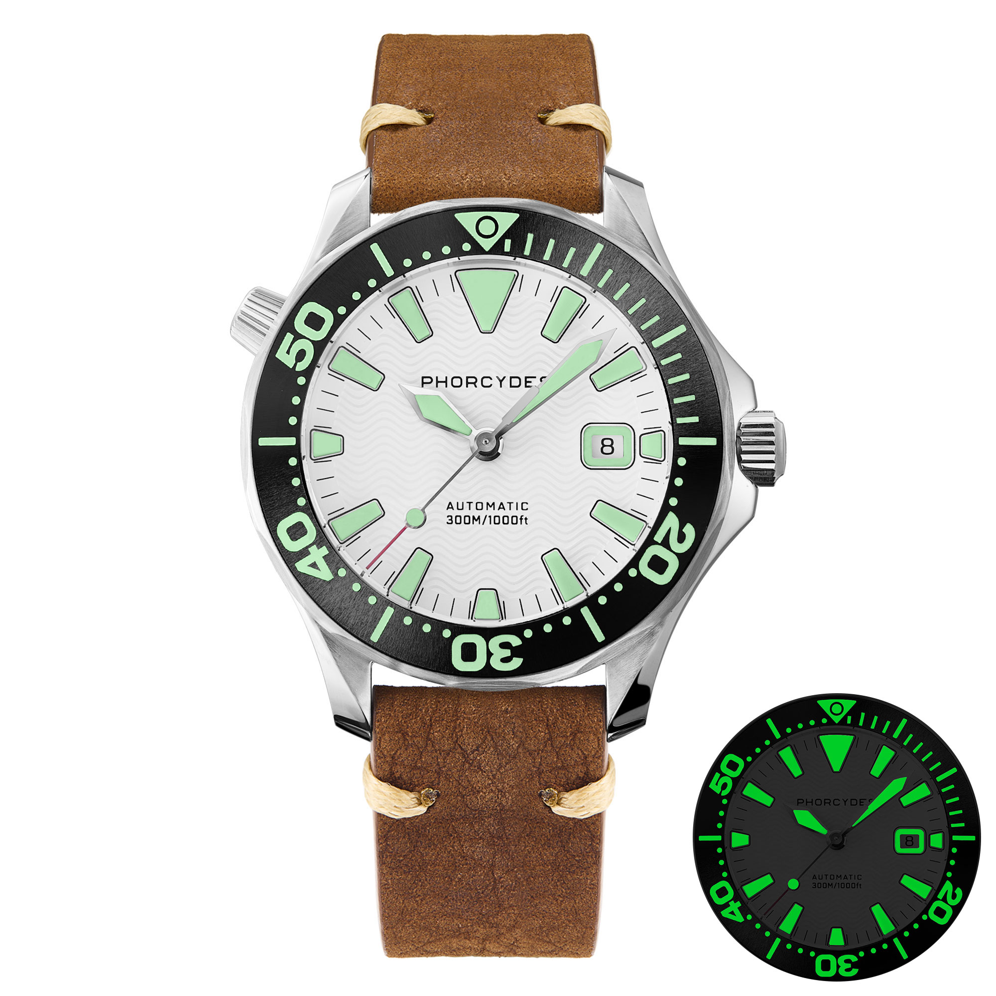 PH-6  with  leather strap (white dial)