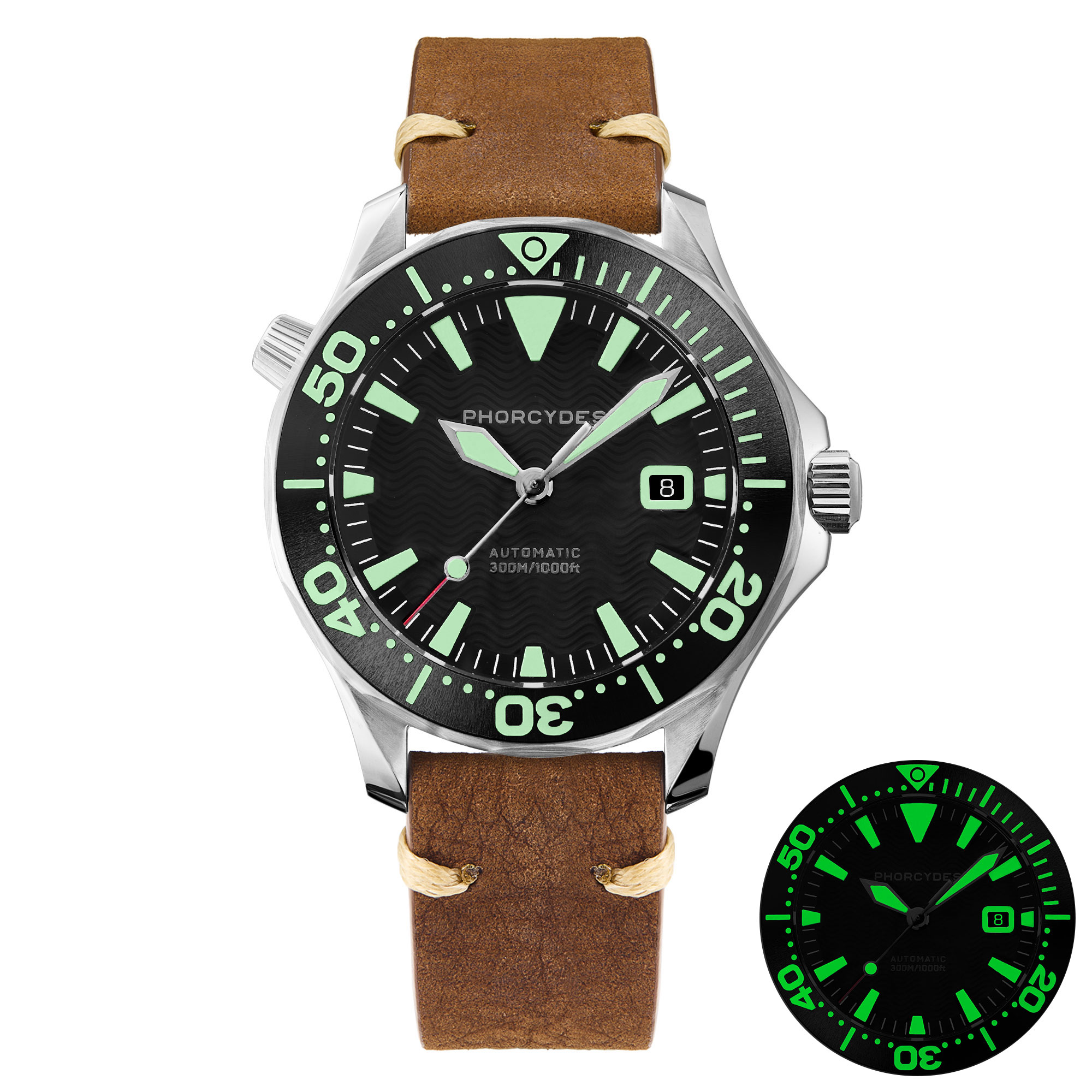 PH-6  with leather strap (black dial)