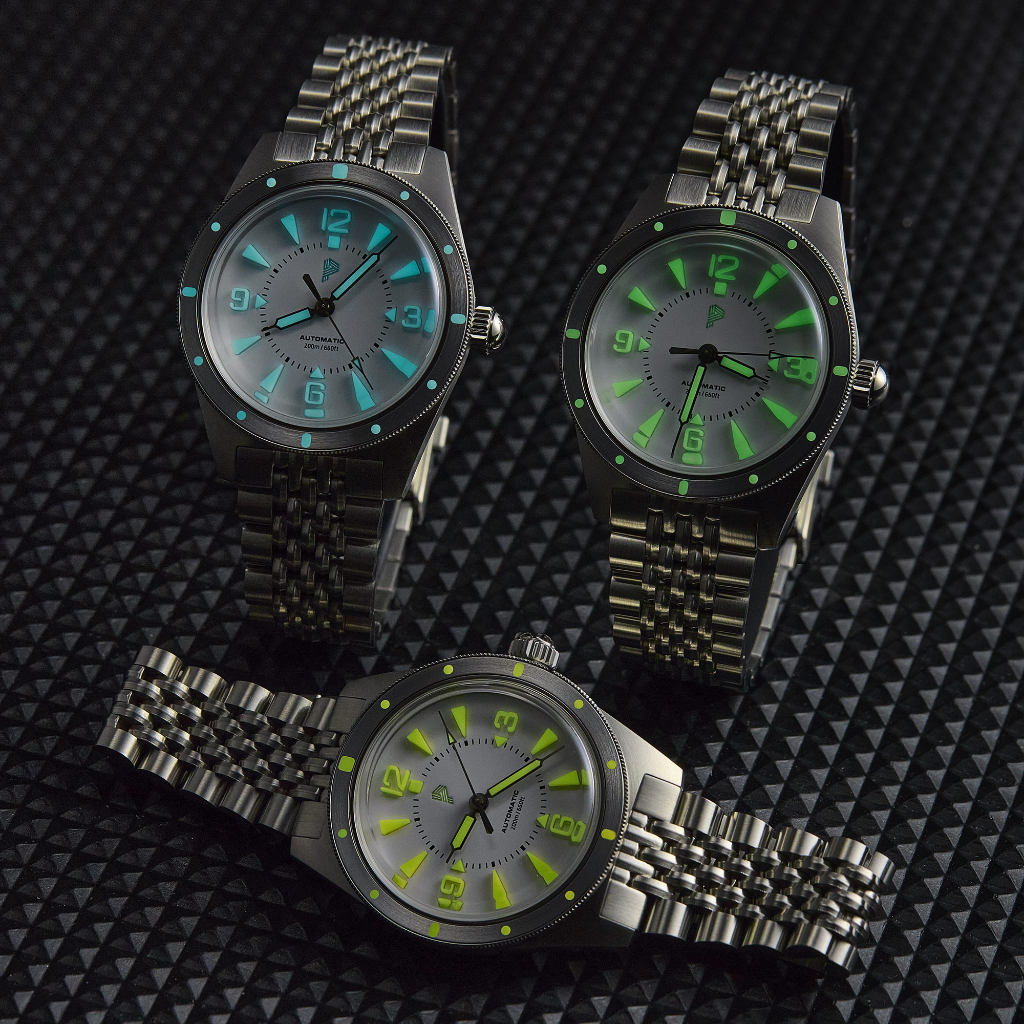 PH-2 skin diver watches with bracelet -white dial