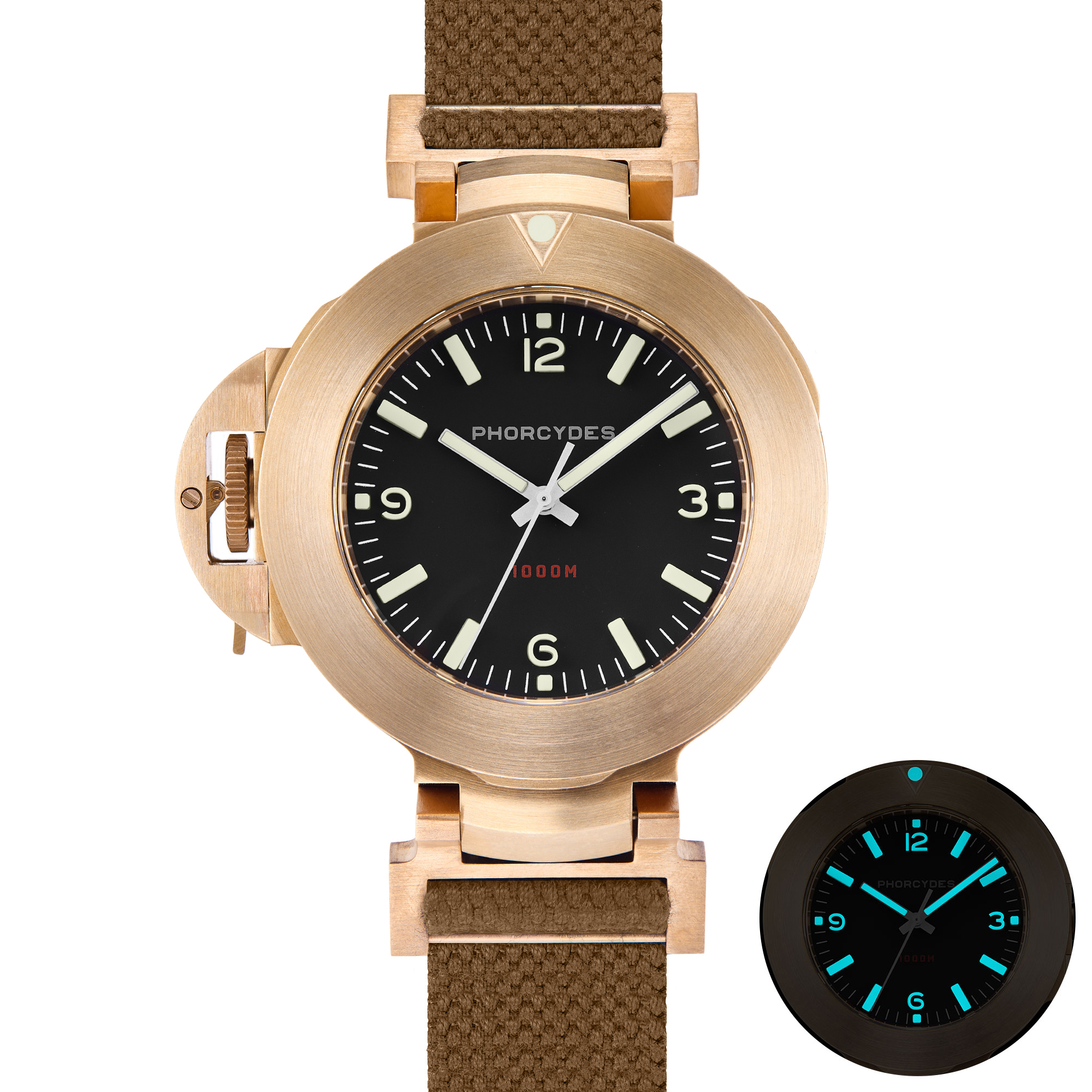 PHB-1 CuSn8 homage dive watch ANNO 1985 bronze prototype with brown strap