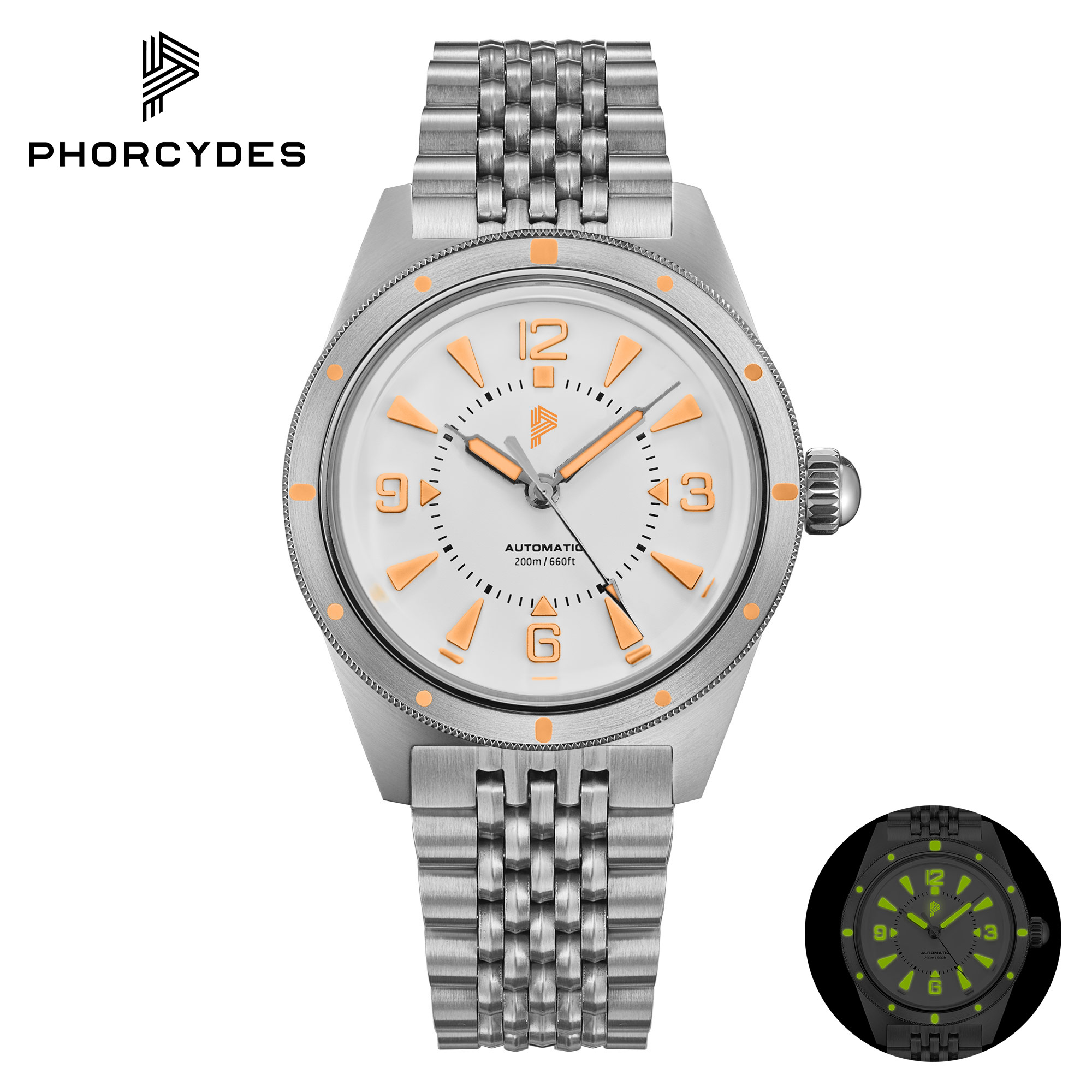 PH-2 skin diver watches with bracelet -white dial