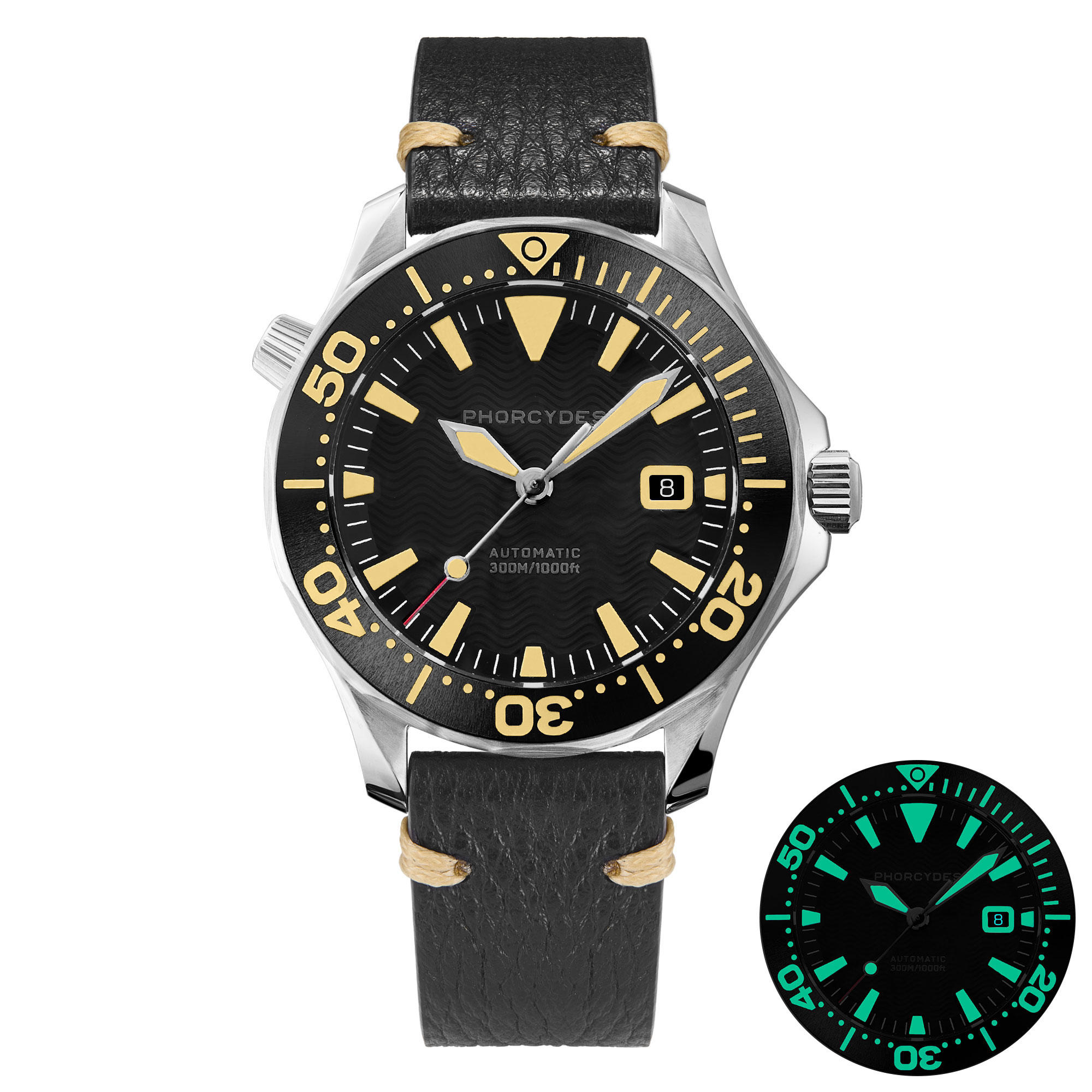 PH-6  with leather strap (black dial)