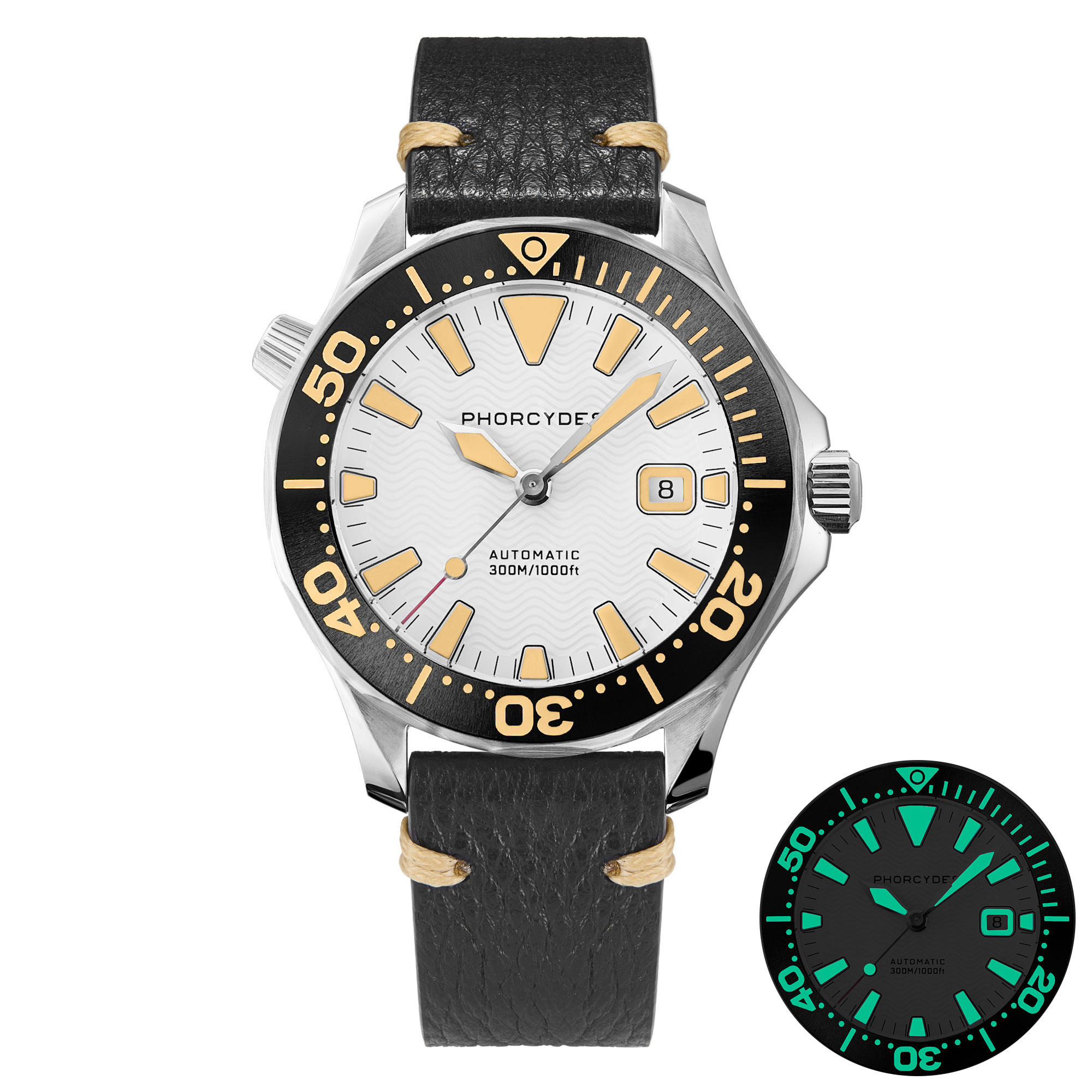 PH-6  with  leather strap (white dial)