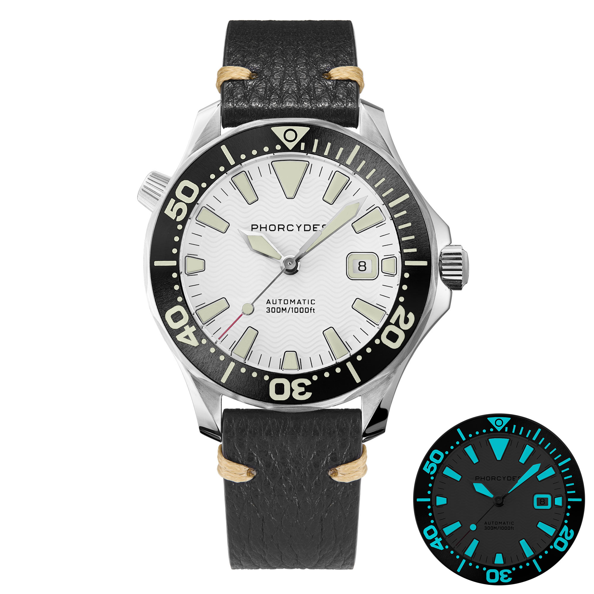 PH-6  with  leather strap (white dial)
