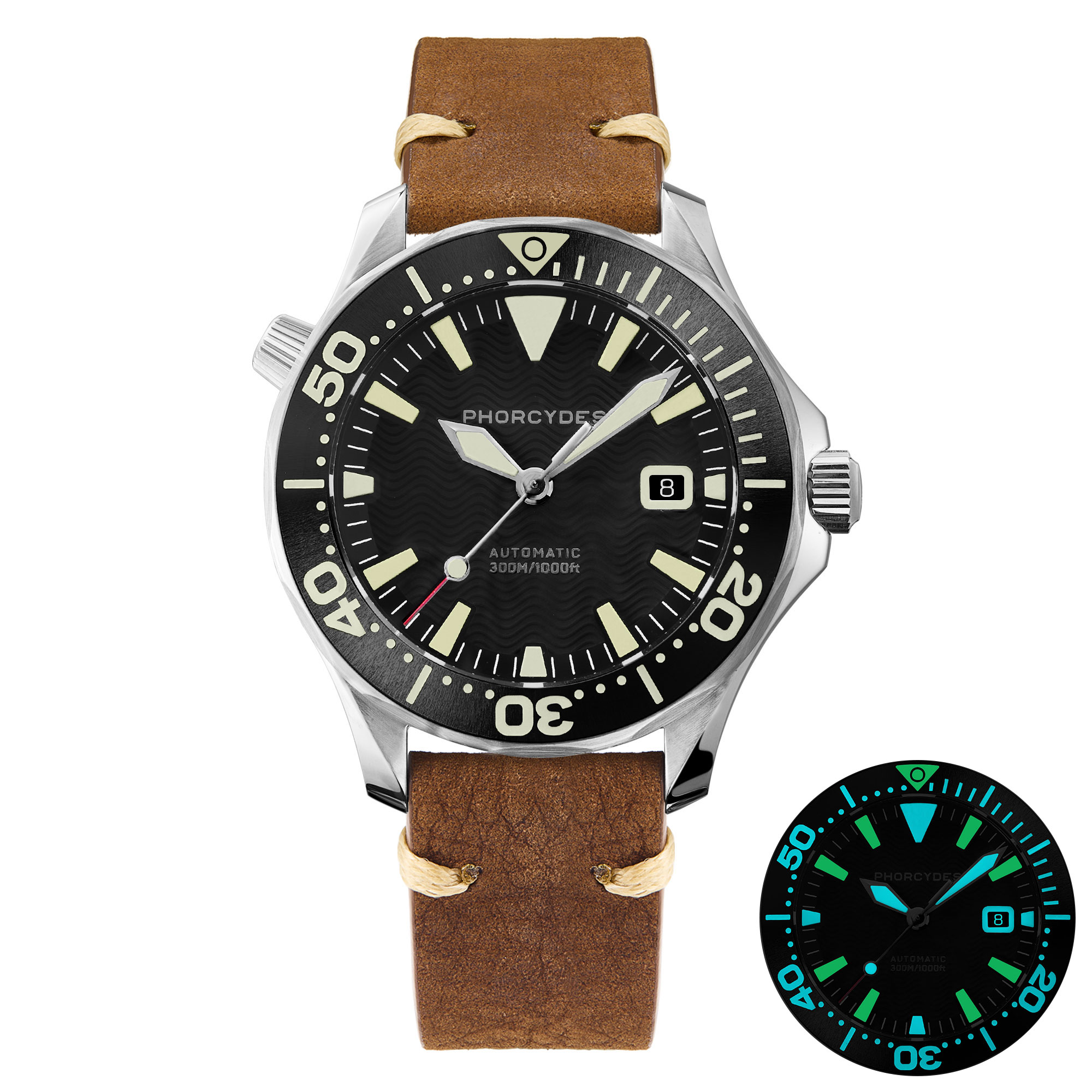 PH-6  with leather strap (black dial)