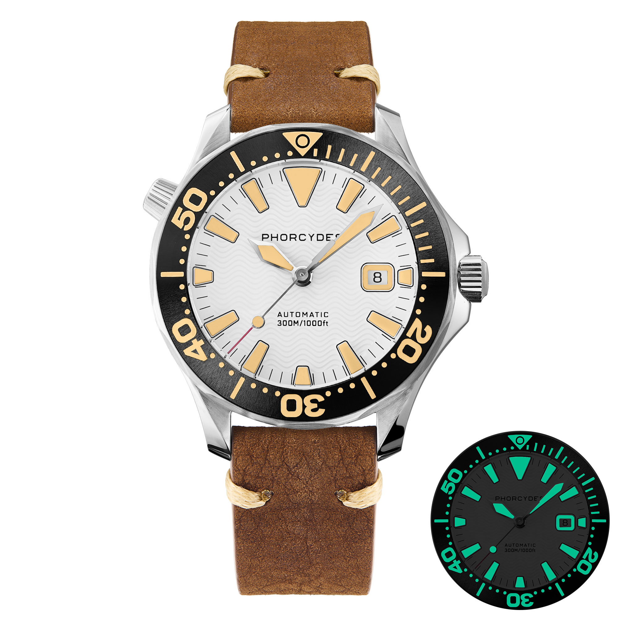 PH-6  with  leather strap (white dial)