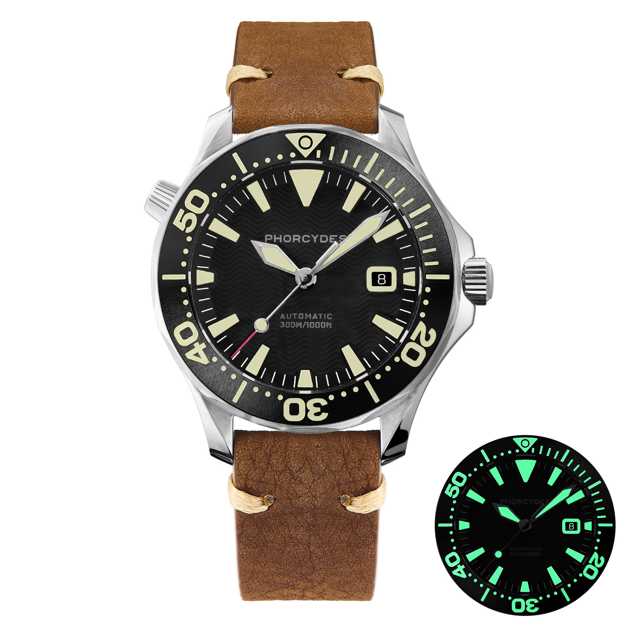 PH-6  with leather strap (black dial)