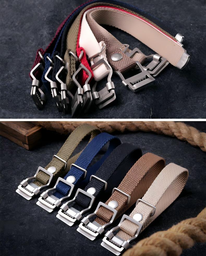Canvas strap with belt buckle