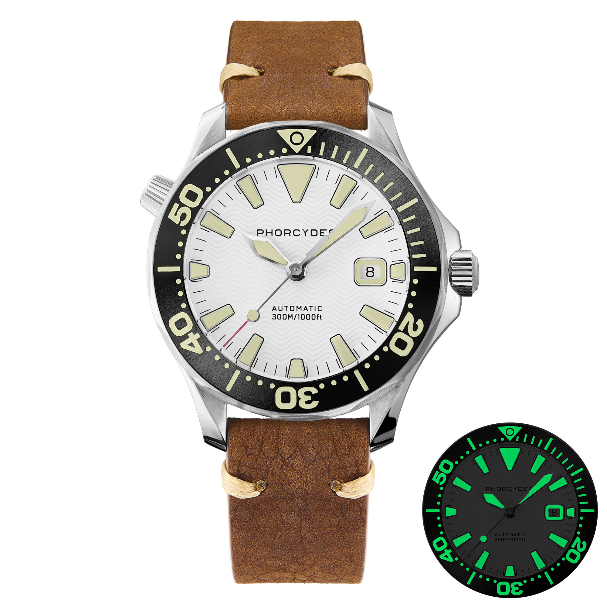 PH-6  with  leather strap (white dial)