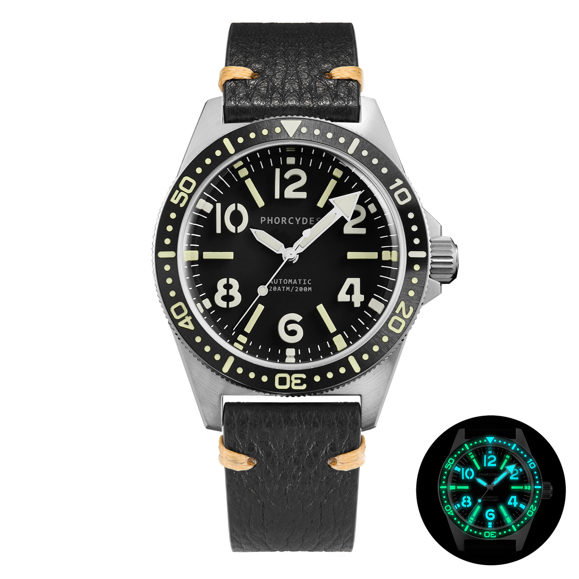 フォレ PH-4C skin diver watches with leather strap