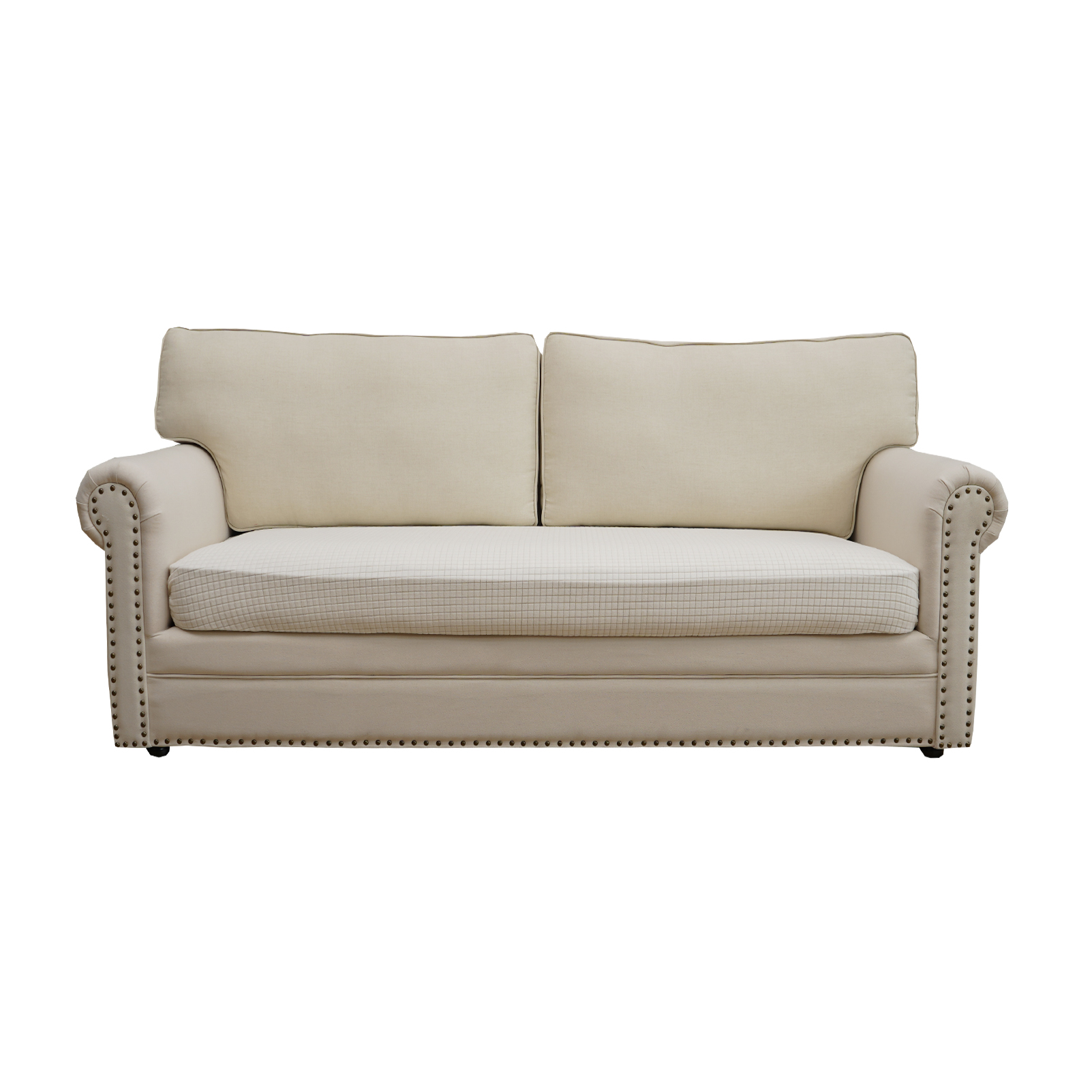 Eismodra Couch Cushion Covers Magic Stretch Sofa Slipcover for 3 Cushion Couch Dogs Pet L Shape 2 Seat Replacement Furniture Protector,Cream White(Only 1 Piece)