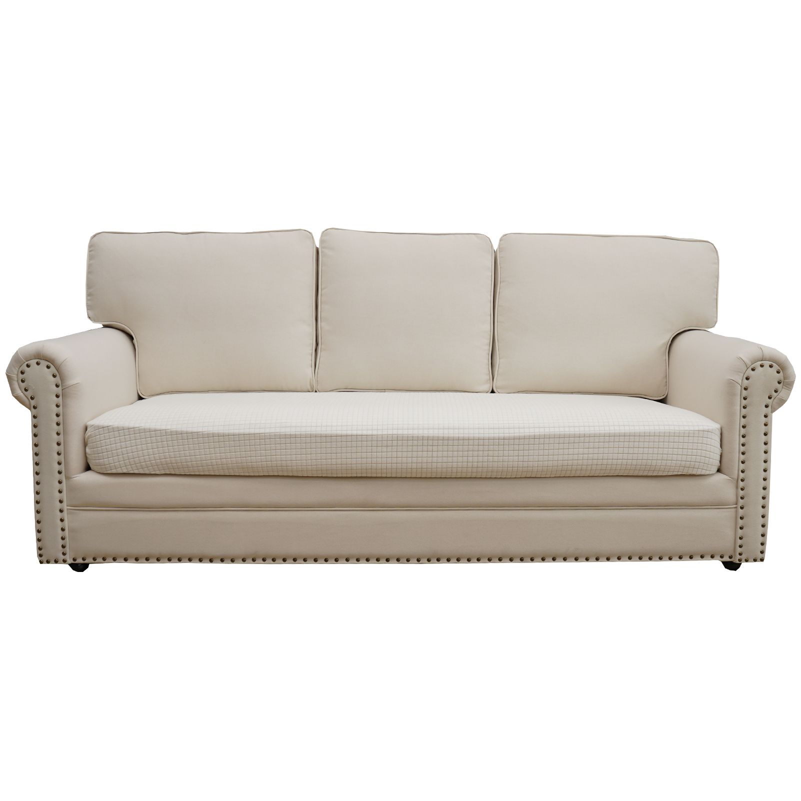 Eismodra Couch Cushion Covers Magic Stretch Sofa Slipcover for 3 Cushion Couch Dogs Pet L Shape 2 Seat Replacement Furniture Protector,Cream White(Only 1 Piece)