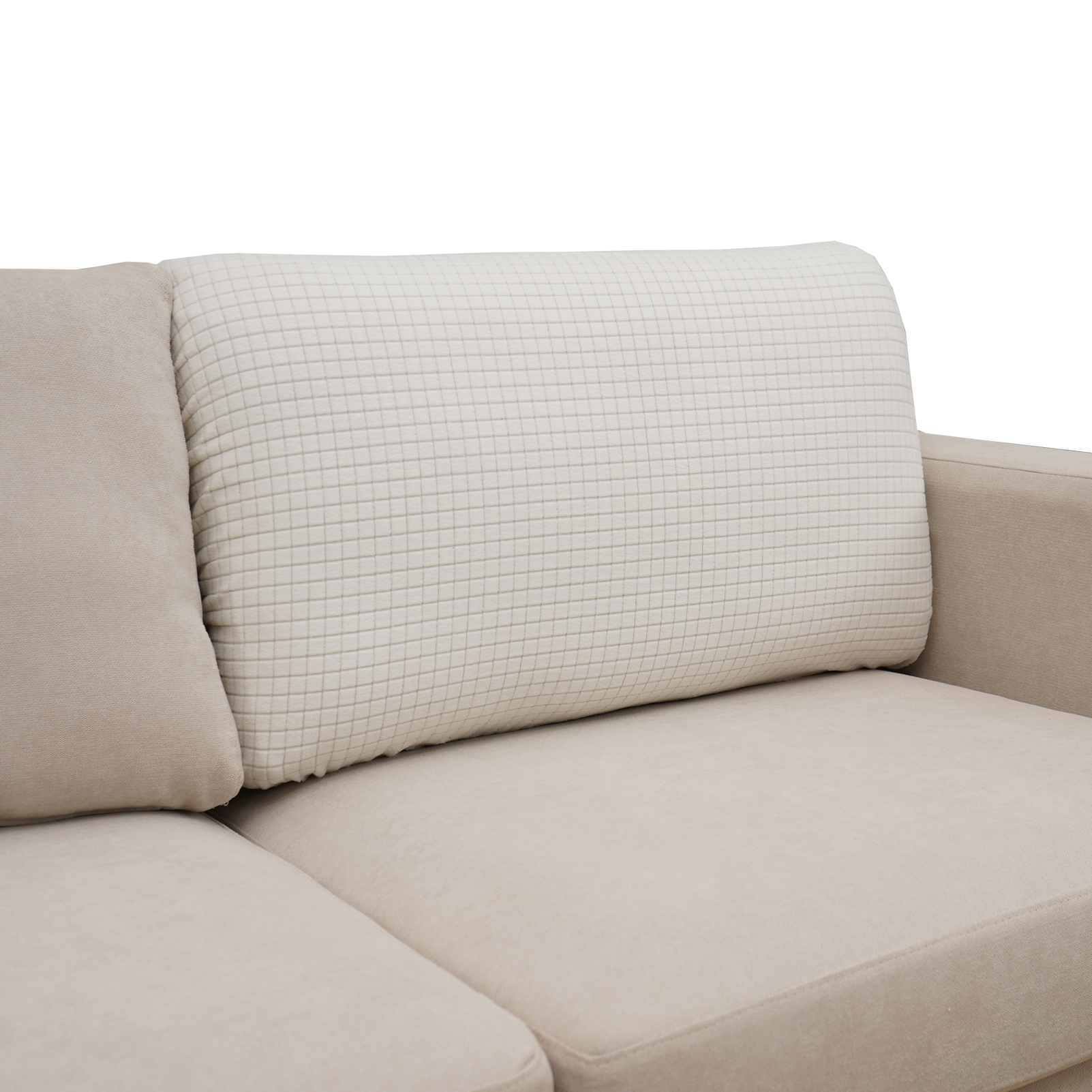 Eismodra Couch Cushion Covers Magic Stretch Sofa Slipcover for 3 Cushion Couch Dogs Pet L Shape 2 Seat Replacement Furniture Protector,Cream White(Only 1 Piece)
