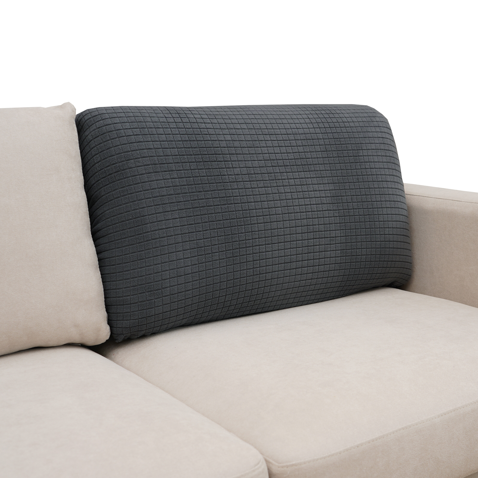 Eismodra Couch Cushion Covers Magic Stretch Sofa Slipcover for 3 Cushion Couch Dogs Pet L Shape 2 Seat Replacement Furniture Protector,Dark Gray(Only 1 Piece)