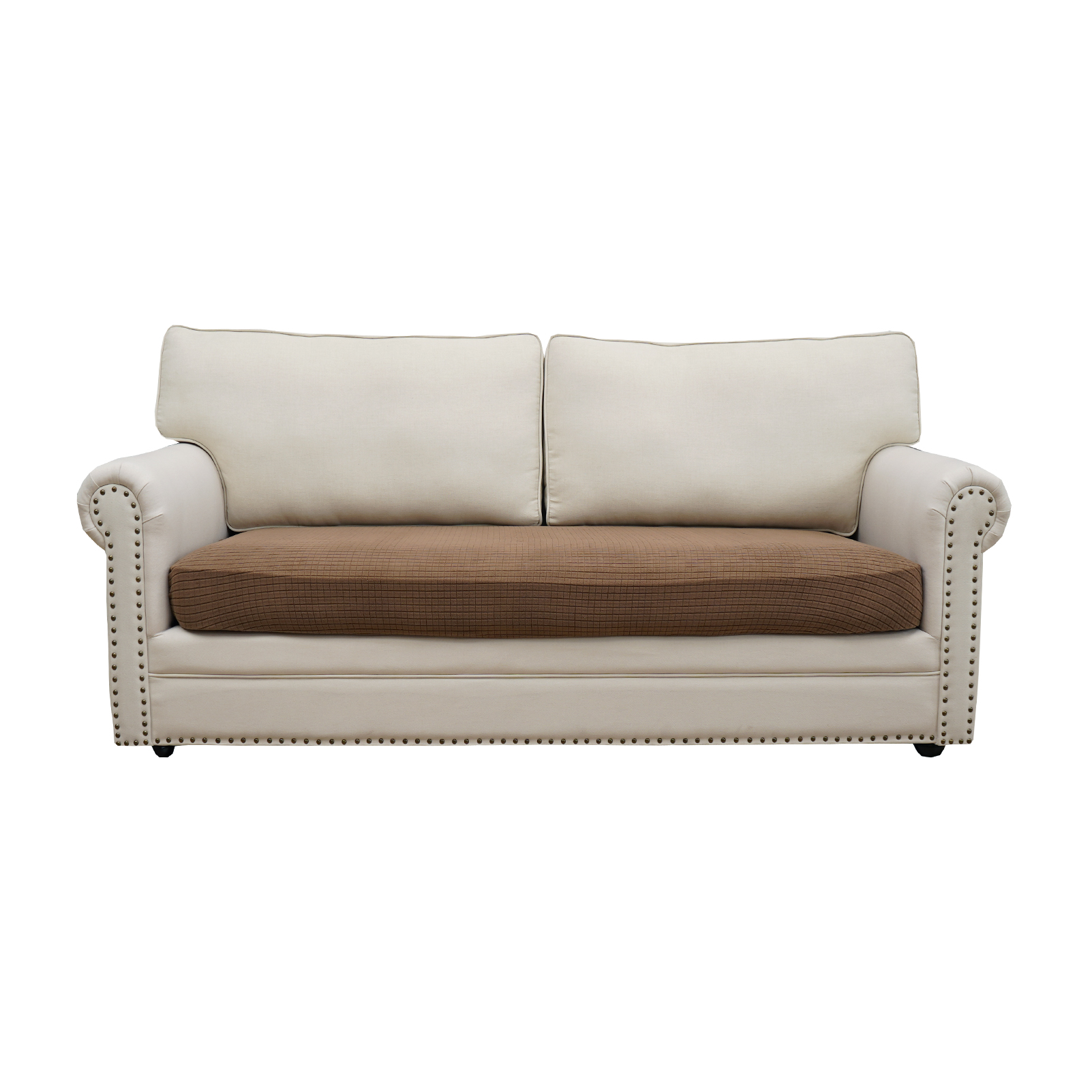 Eismodra Couch Cushion Covers Magic Stretch Sofa Slipcover for 3 Cushion Couch Dogs Pet L Shape 2 Seat Replacement Furniture Protector,Light Brown(Only 1 Piece)