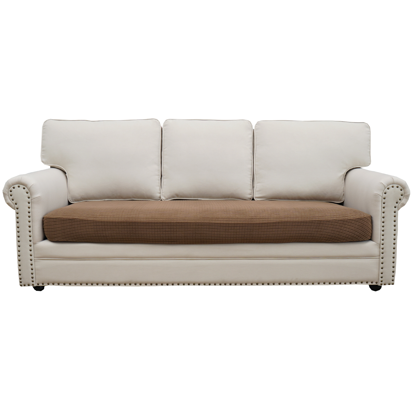 Eismodra Couch Cushion Covers Magic Stretch Sofa Slipcover for 3 Cushion Couch Dogs Pet L Shape 2 Seat Replacement Furniture Protector,Light Brown(Only 1 Piece)