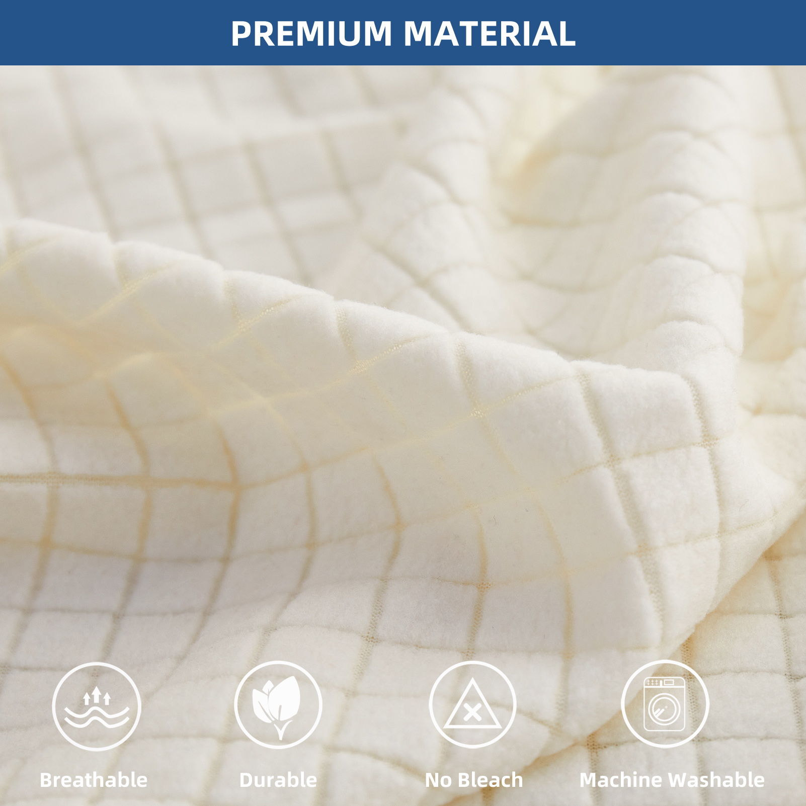 Eismodra Couch Cushion Covers Magic Stretch Sofa Slipcover for 3 Cushion Couch Dogs Pet L Shape 2 Seat Replacement Furniture Protector,Cream White(Only 1 Piece)