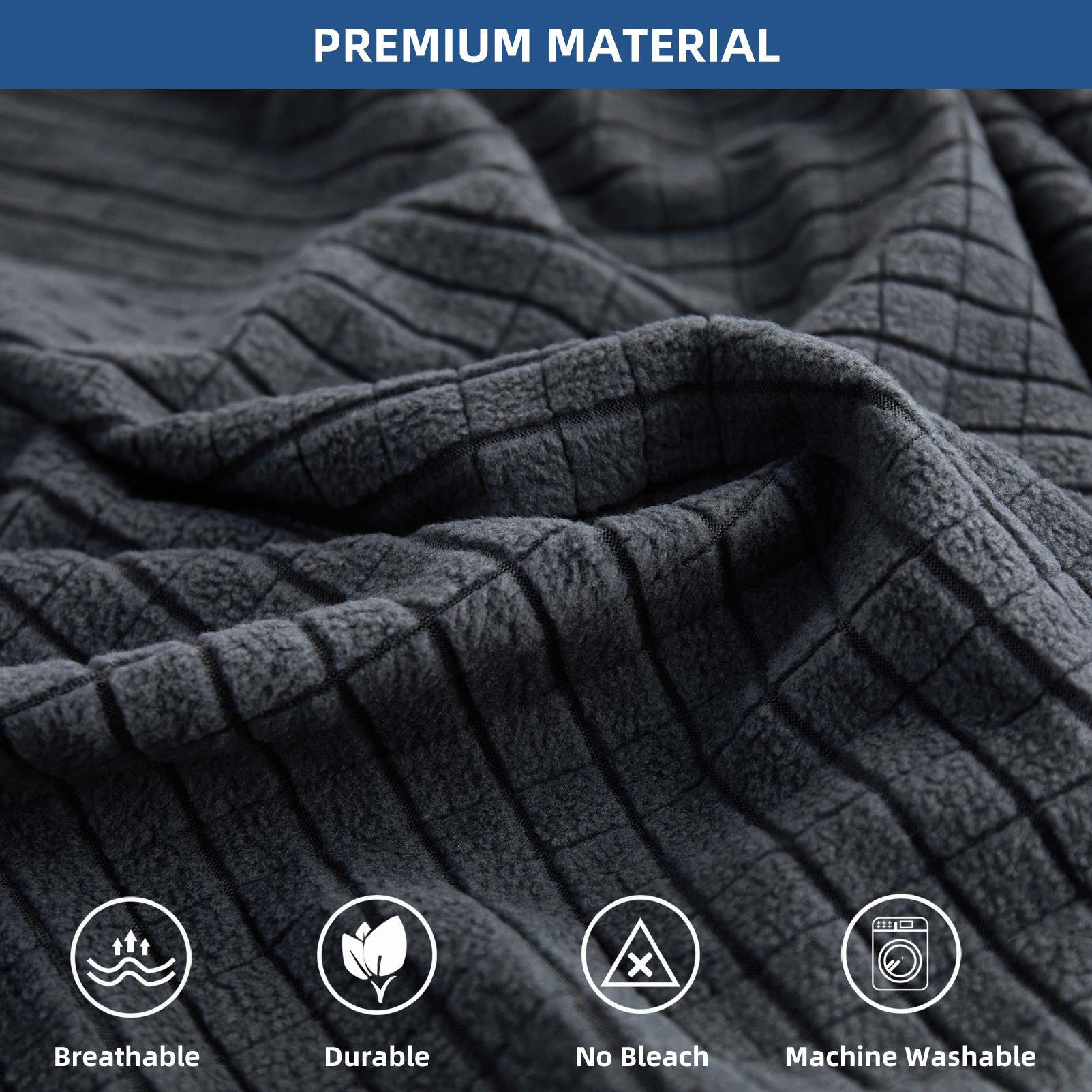 Eismodra Couch Cushion Covers Magic Stretch Sofa Slipcover for 3 Cushion Couch Dogs Pet L Shape 2 Seat Replacement Furniture Protector,Dark Gray(Only 1 Piece)