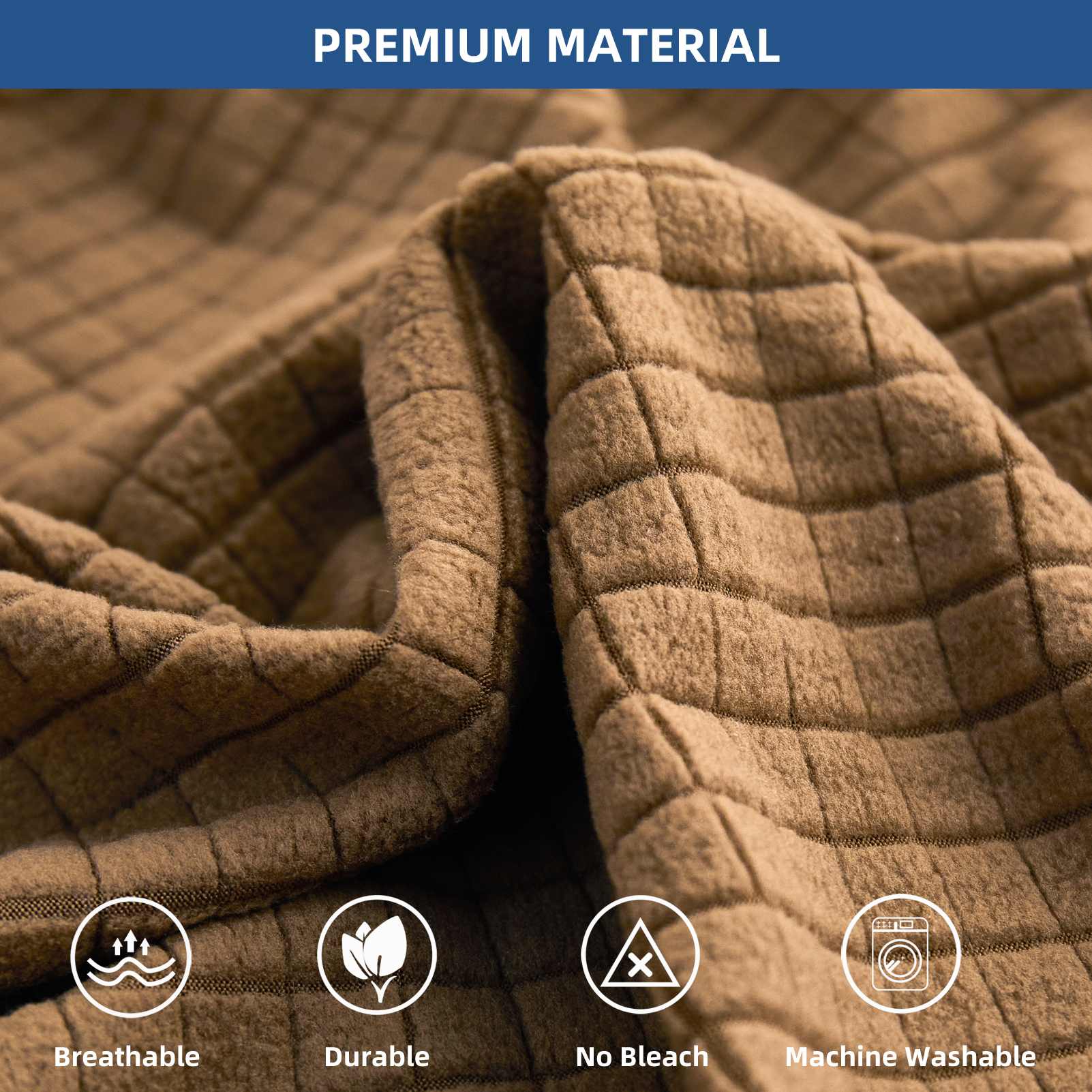 Eismodra Couch Cushion Covers Magic Stretch Sofa Slipcover for 3 Cushion Couch Dogs Pet L Shape 2 Seat Replacement Furniture Protector,Light Brown(Only 1 Piece)