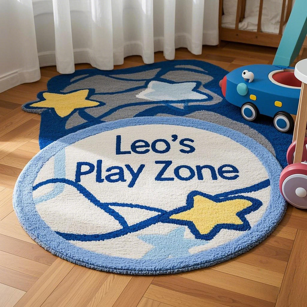 Personalized Kids Play Zone Room Irregular Shape Plush Carpet