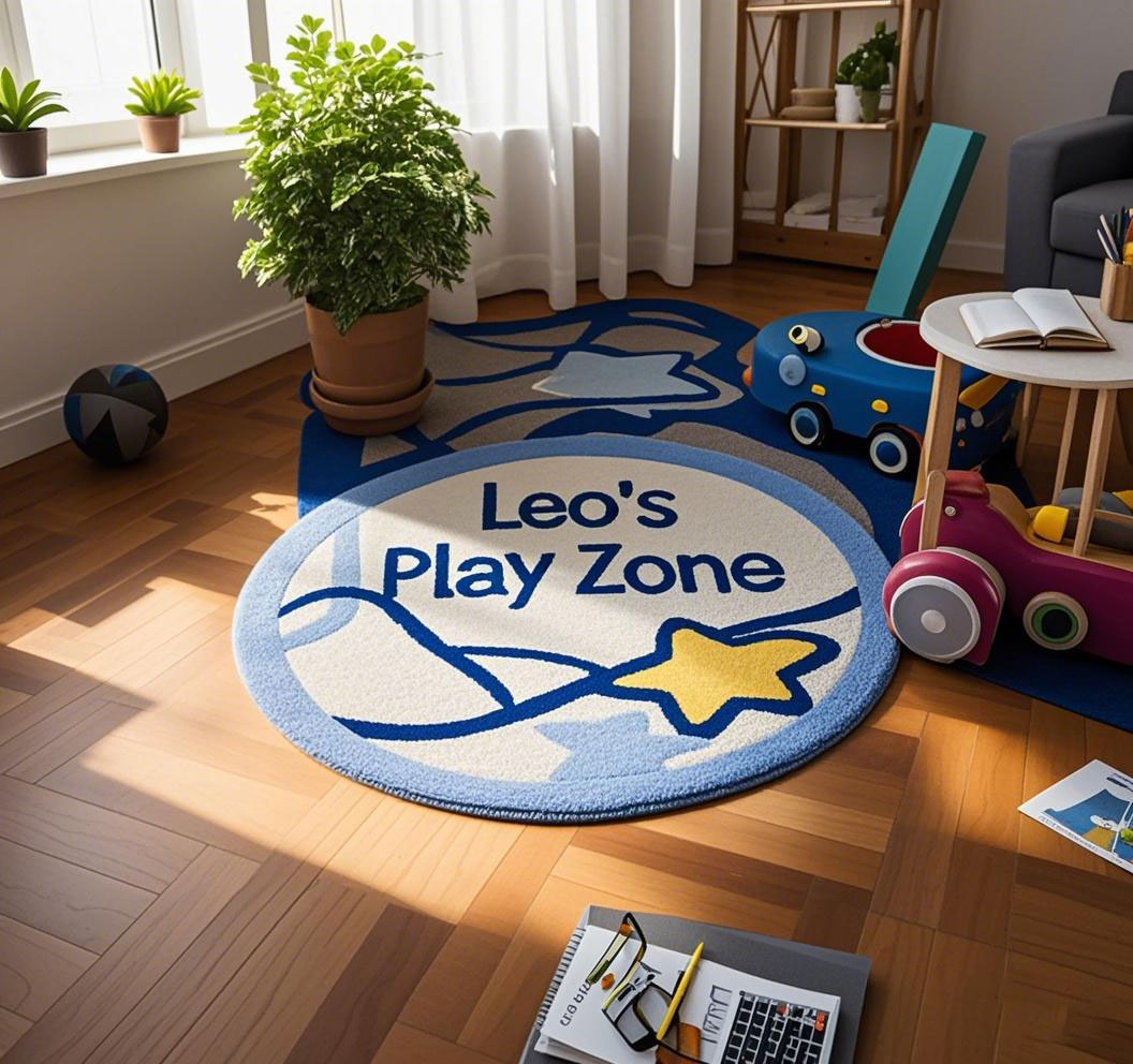 Personalized Kids Play Zone Room Irregular Shape Plush Carpet
