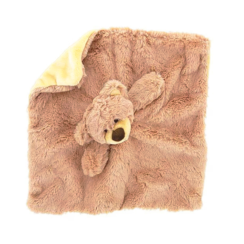 Custom Personalized Teddy Bear Lovey Security Blanket with Rattle
