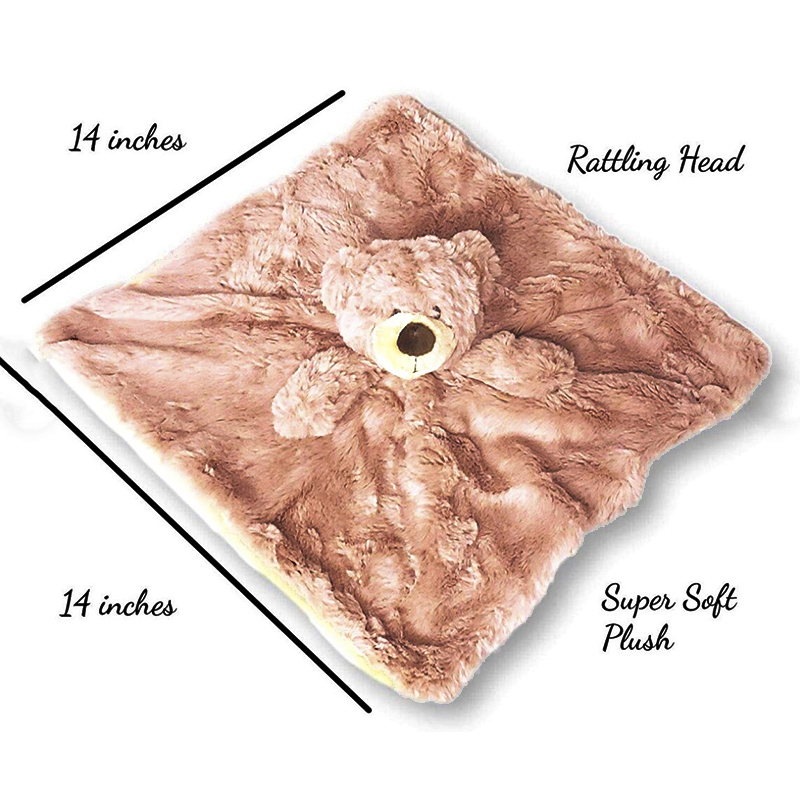 Custom Personalized Teddy Bear Lovey Security Blanket with Rattle