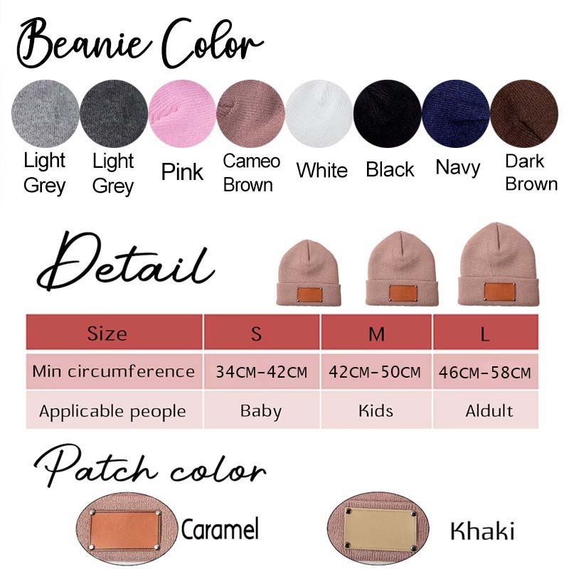 Custom Retro Leather Patch Beanie for Newborns-Adults