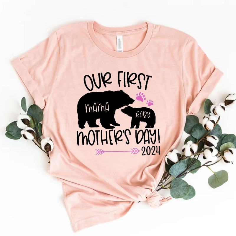 [Adult Tee] Mothers Day Mommy Baby Bear Matching Shirt Mother's Day Gift