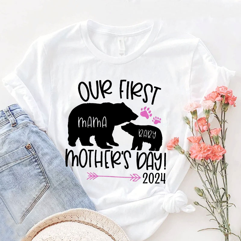 [Adult Tee] Mothers Day Mommy Baby Bear Matching Shirt Mother's Day Gift