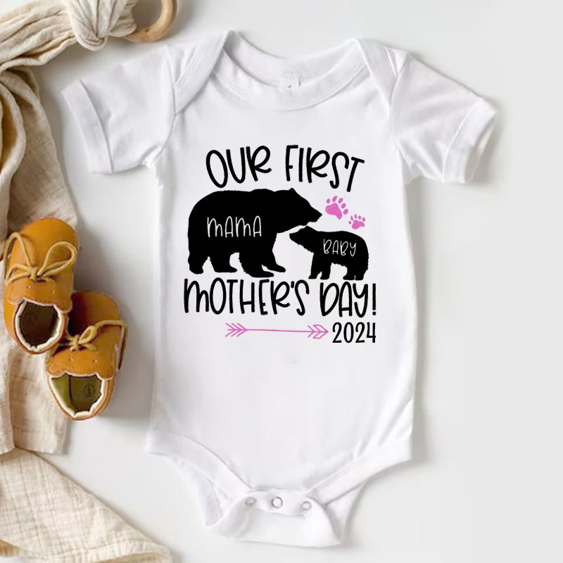 [Adult Tee] Mothers Day Mommy Baby Bear Matching Shirt Mother's Day Gift