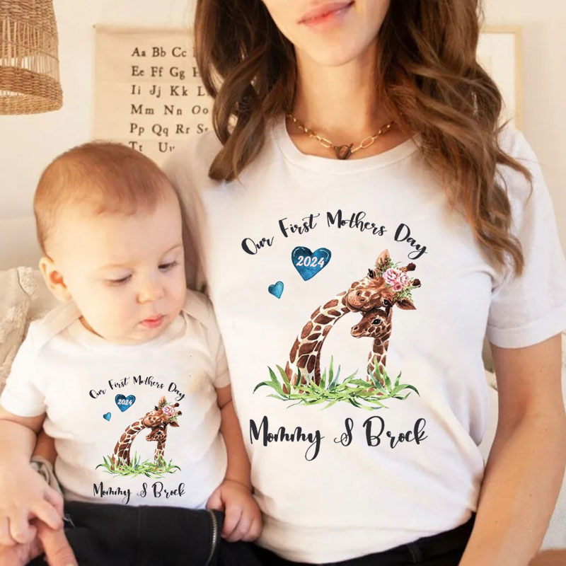 [Baby Bodysuit]Mothers Day Giraffe Mommy Matching Bodysuit