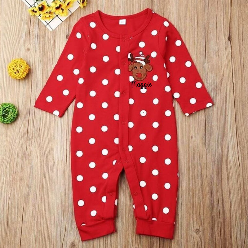 Baby girl boy newborn Christmas outfit reindeer footed babygrow