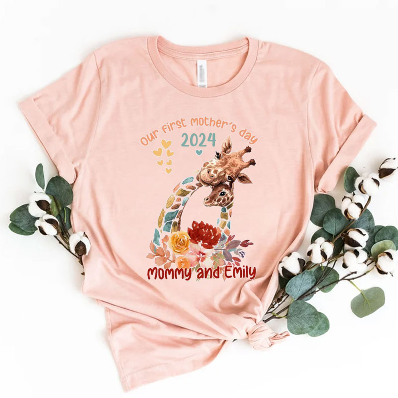 [Adult Tee]Custom Giraffes Mommy Matching Shirt
