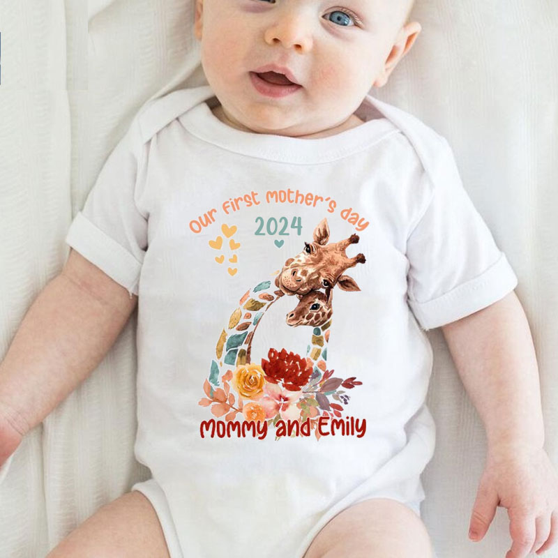 [Baby Bodysuit]Custom Giraffes Mother's Day Shirt Matching Bodysuit