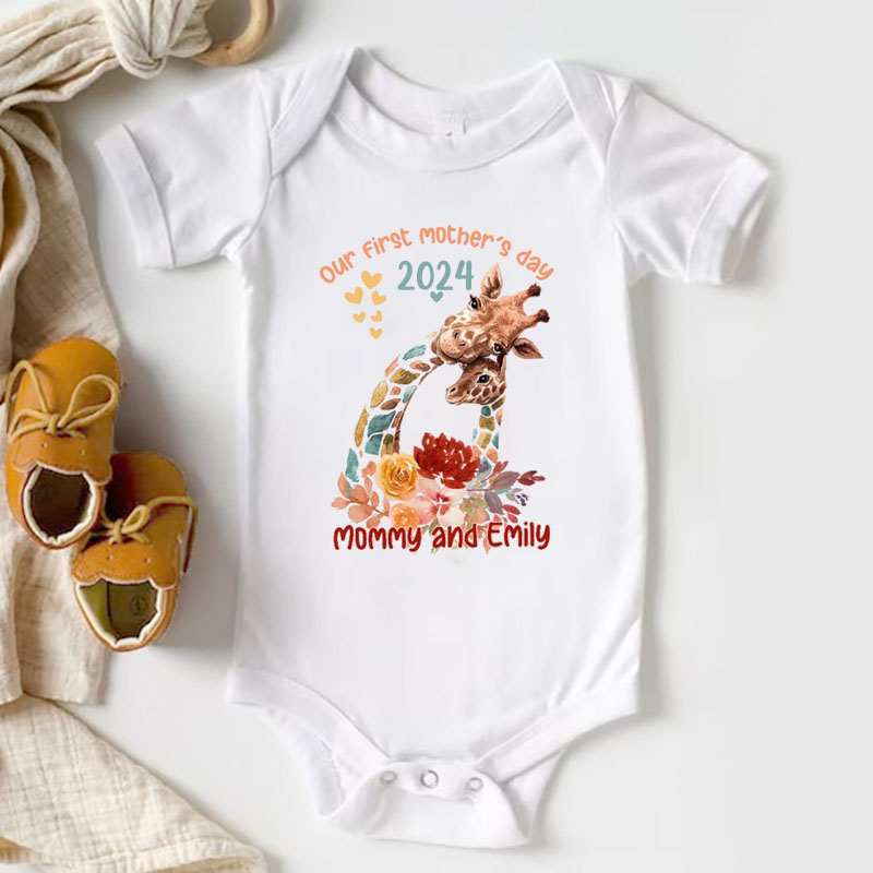 [Baby Bodysuit]Custom Giraffes Mother's Day Shirt Matching Bodysuit