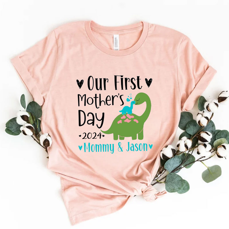 [Adult Tee]Customalized Dinosaur Mommy Matching Shirt