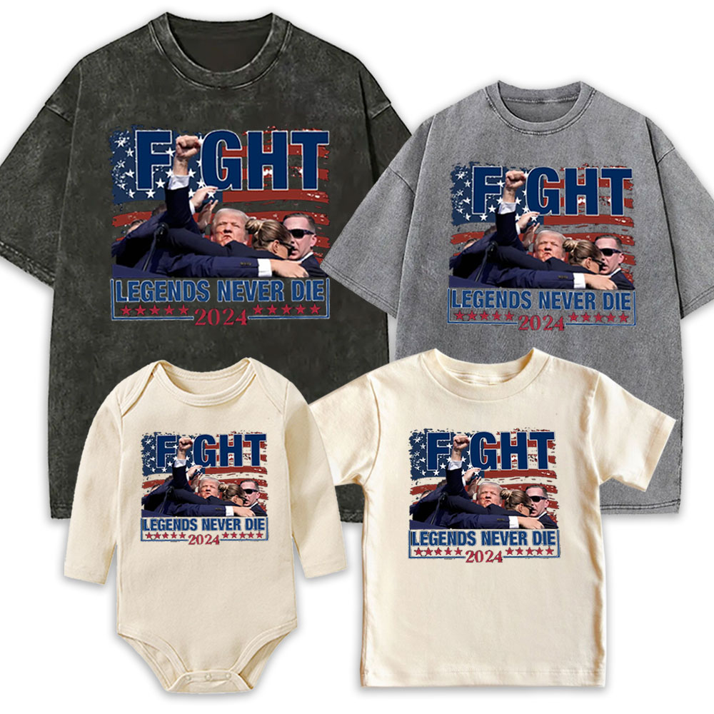 FIGHT, Legends Never Die Trump 2024 Adult Tee
