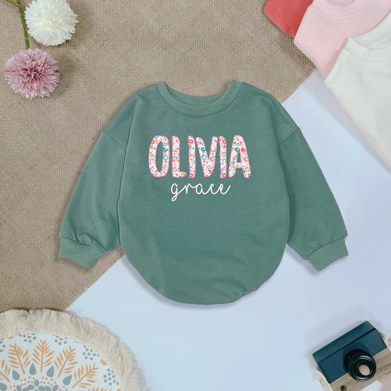 Personalized Name Baby girl Bubble Romper Baby Girl Outfit