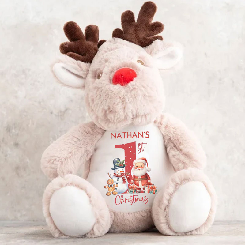 1st Christmas Red Santa Snowman Baby Reindeer Toy