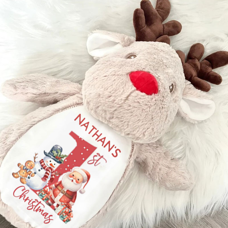 1st Christmas Red Santa Snowman Baby Reindeer Toy