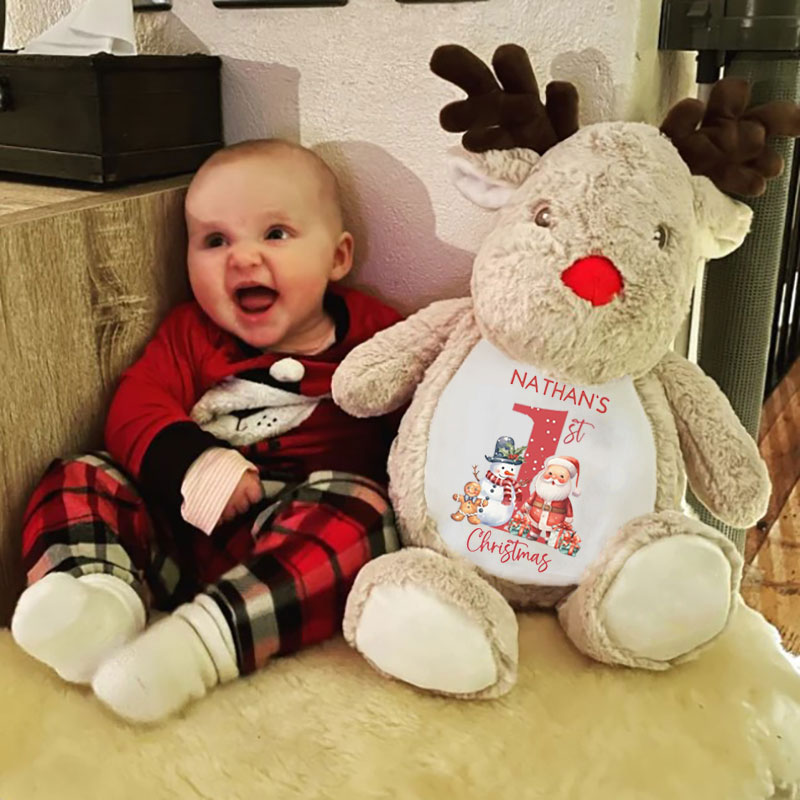 1st Christmas Red Santa Snowman Baby Reindeer Toy