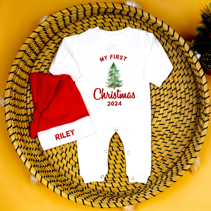 Baby 1st Christmas Outfit With Santa Hat